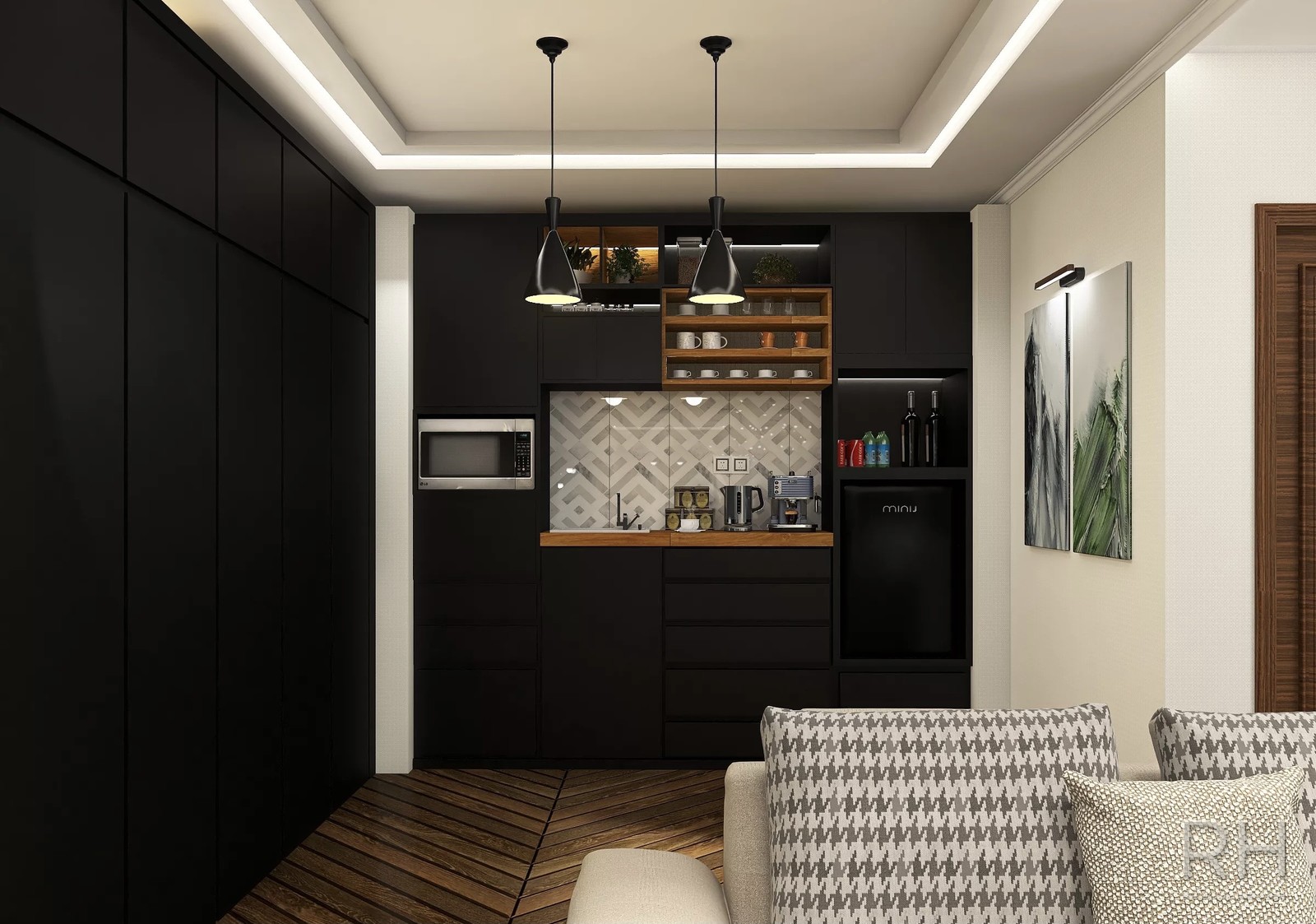 ركن ضيافة وميني بار — تصميم روان حسن